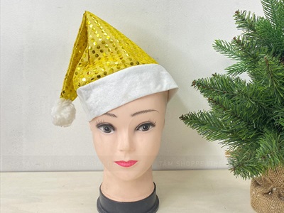 Nón Noel vải kim sa Vàng [Dày dặn - ĐK 27cm] NON-X-08